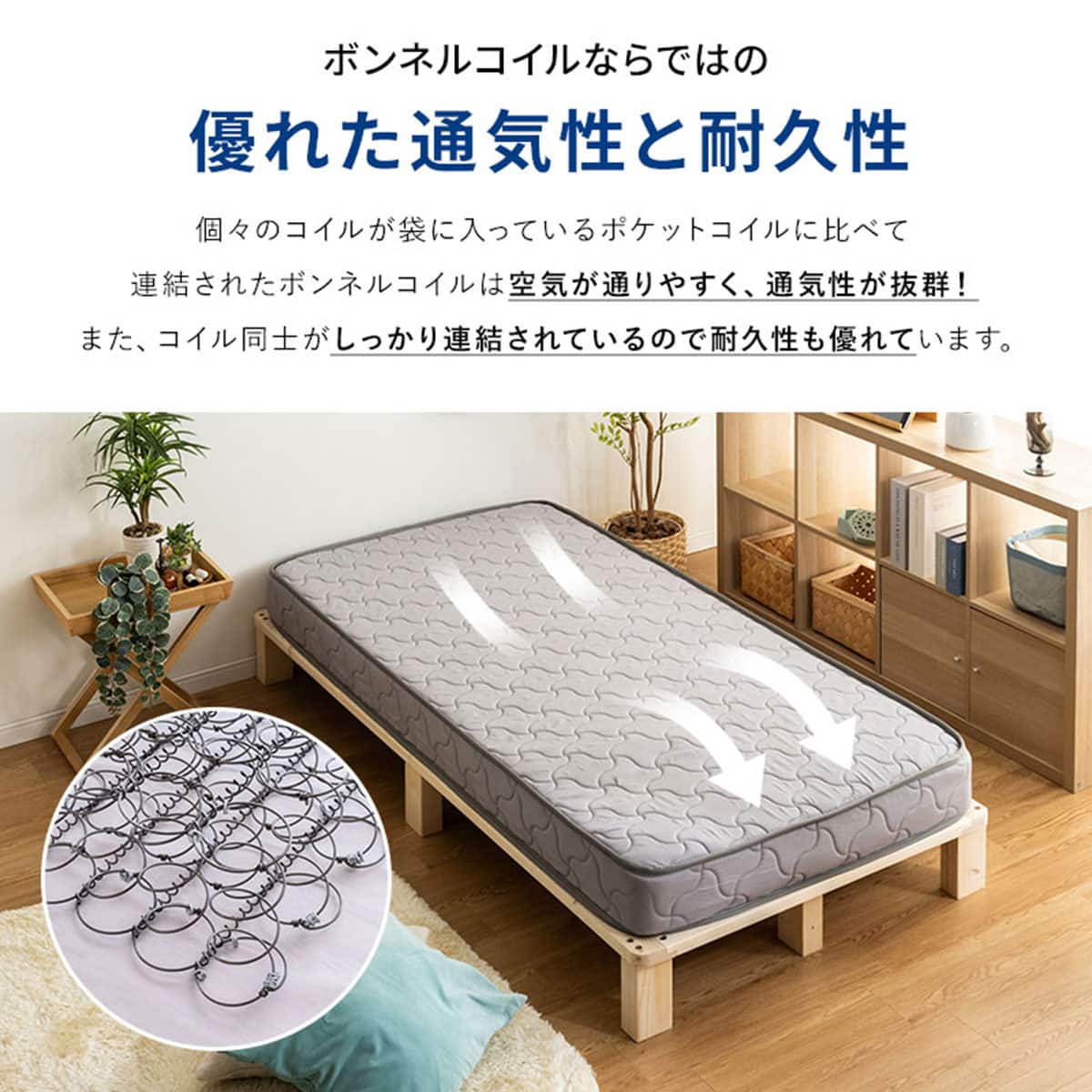 ☆お受け取り限定【美品】ニトリ　ハイカウントボンネルコイルマットレス ボンネルマットレス(ROM セミシングルショート グレー) | ニトリネット