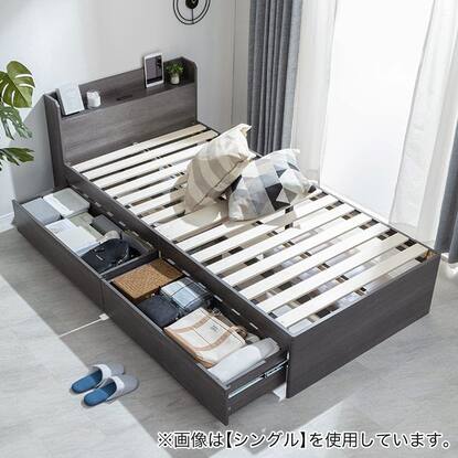 3月末まで】ニトリ かた 収納コンセント付きシングルベッドフレーム＋ 