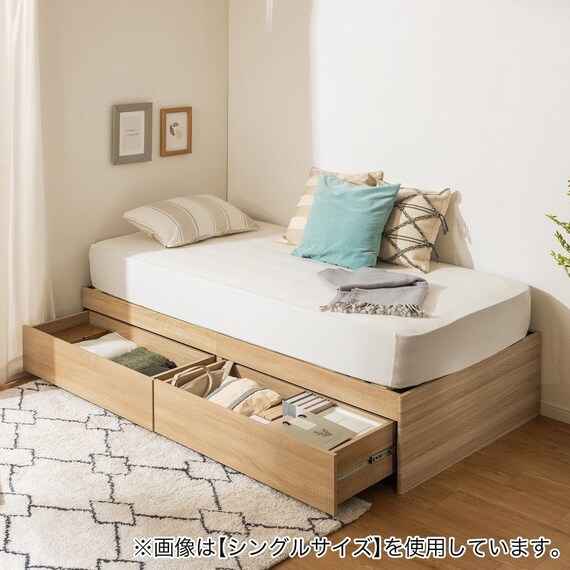 セミシングルショート ヘッドレスチェストベッドフレーム (MDN ナチュラル) 1枚目画像