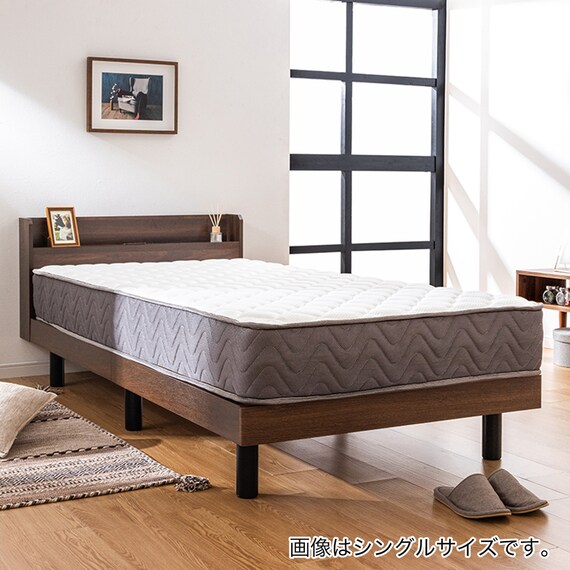 セミシングルショート マットレス付き棚付きすのこベッド (MRS 