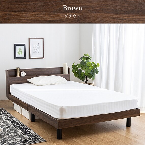 セミシングルショート 棚付きすのこベッド (MRS BR) 3枚目画像