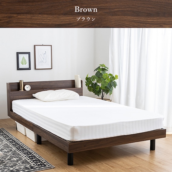 セミシングルショート 棚付きすのこベッド (MRS BR) 3枚目画像