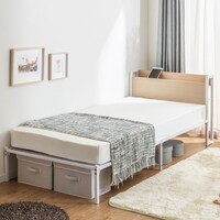 【デコホーム商品】棚付きパイプベッド(ZHO スモールシングルショート ナチュラル)