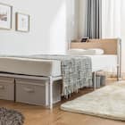 棚付きパイプベッド(ZHO セミシングルショート ナチュラル) 3枚目画像