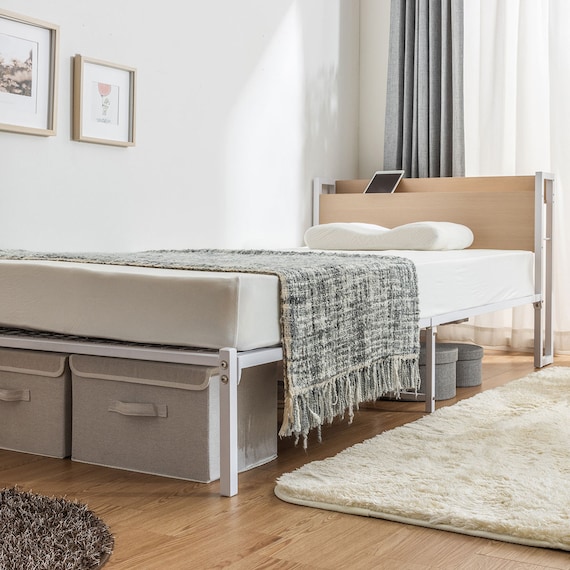 棚付きパイプベッド(ZHO セミシングルショート ナチュラル) 3枚目画像