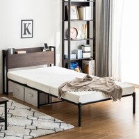 棚付きパイプベッド(ZHO セミダブル ブラウン)