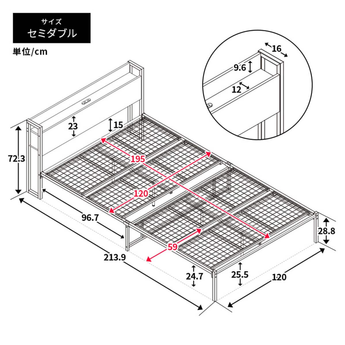 直接引き取り限定】棚付きパイプベッド ZHO セミダブル ベージュ 棚