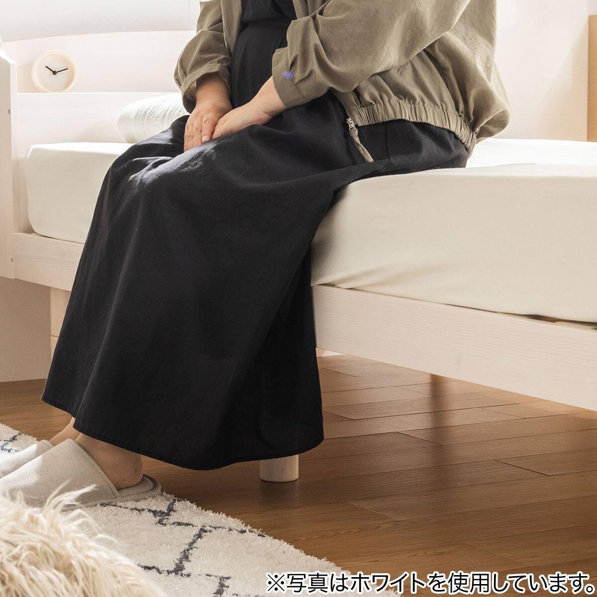 天然木棚付きすのこベッド ZUTH セミシングルショート ホワイト+