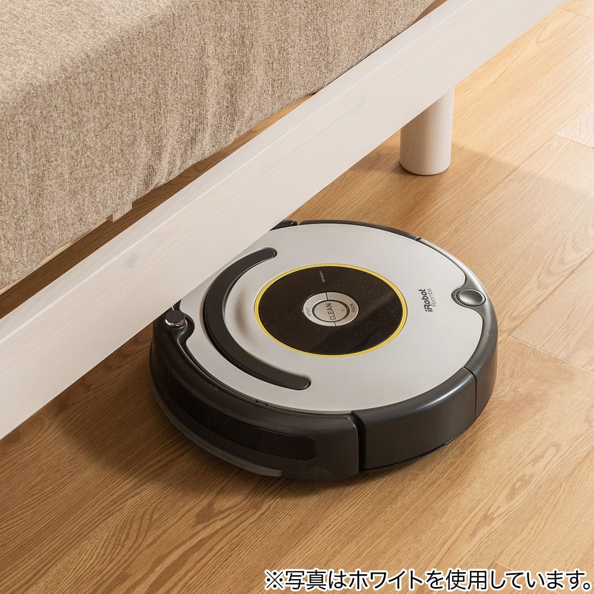 天然木棚付きすのこベッド ZUTH セミダブル ホワイト+ボンネル