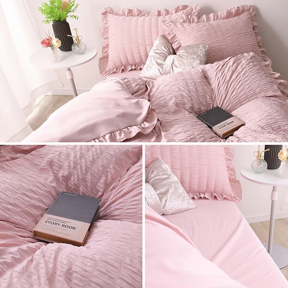 フリル付きカバー4点セット シアサッカー (SD/PI) 5枚目画像