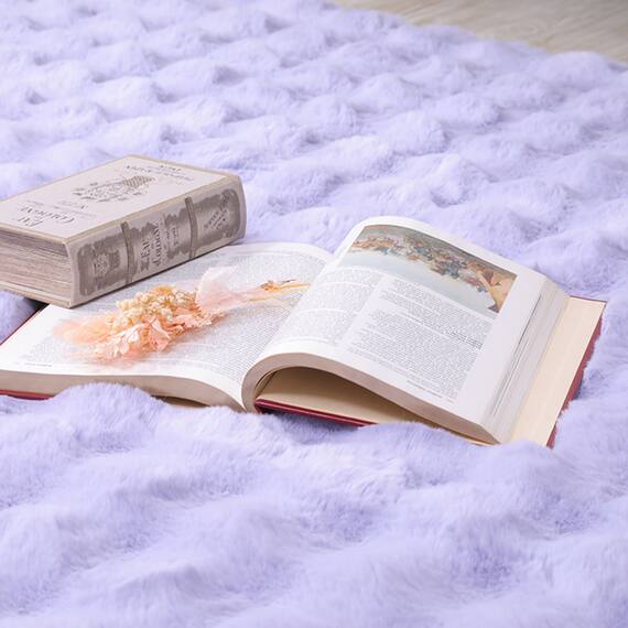 ラグ フェイクファー(130X190 ライトパープル) 2枚目画像