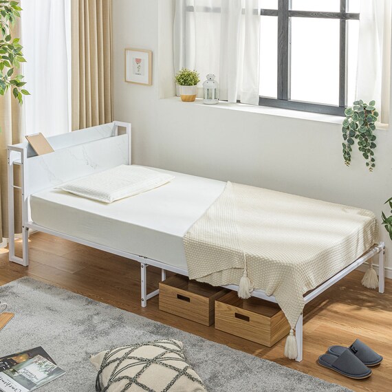 棚付きパイプベッド ZHO S MW+高反発マットレス+温度調整 掛け布団(セルプラスE1 S)セット 12枚目画像