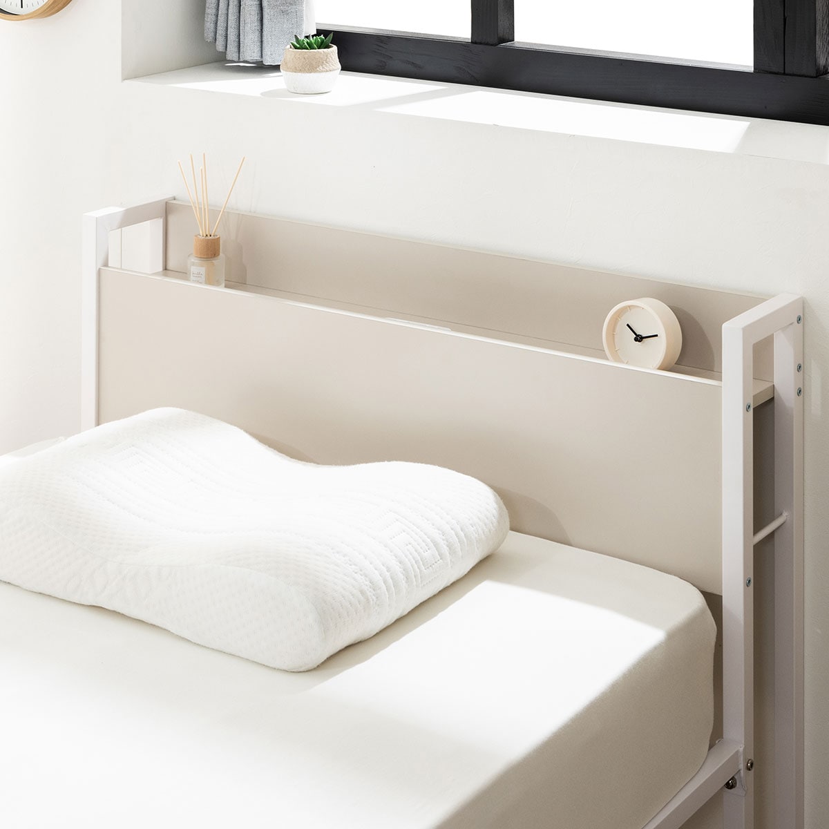 棚付きパイプベッド(ZHO セミダブル ベージュ) | ニトリネット【公式