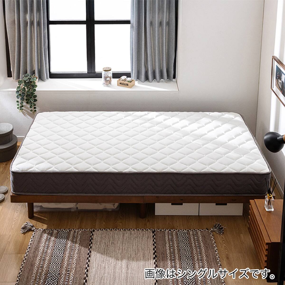 セミシングル マットレス付き脚付きすのこベッド (SRN2 ブラウン