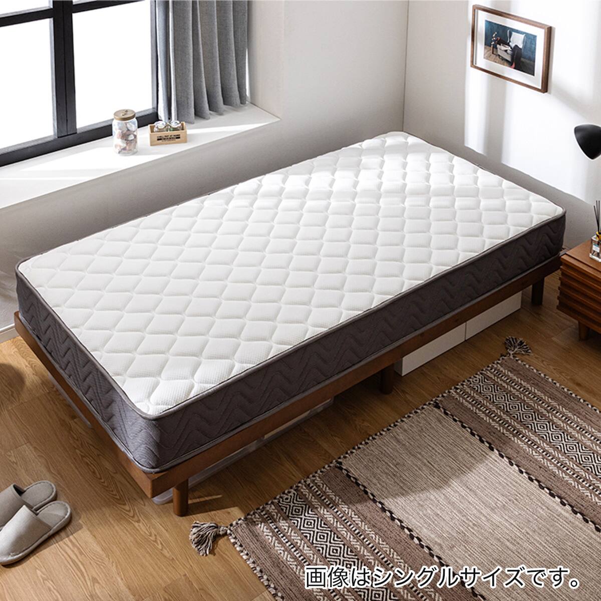 セミシングル マットレス付き脚付きすのこベッド (SRN2 ブラウン