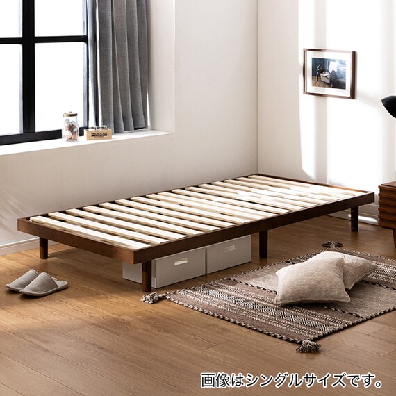 セミシングル幅90cm 脚付きすのこベッド (SRN2 BR) 2枚目画像
