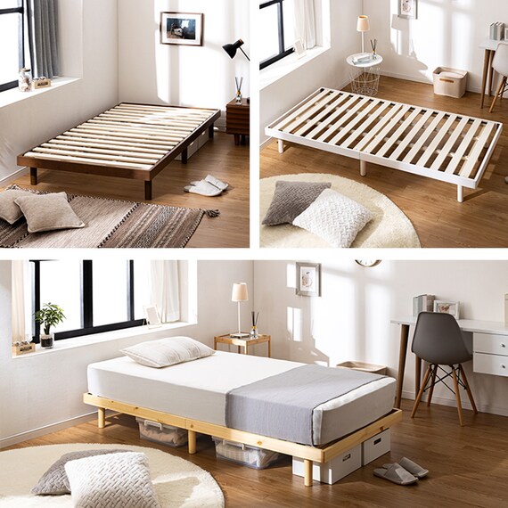 シングル マットレス付き脚付きすのこベッド  (SRN2 ホワイト / NRRS) 5枚目画像