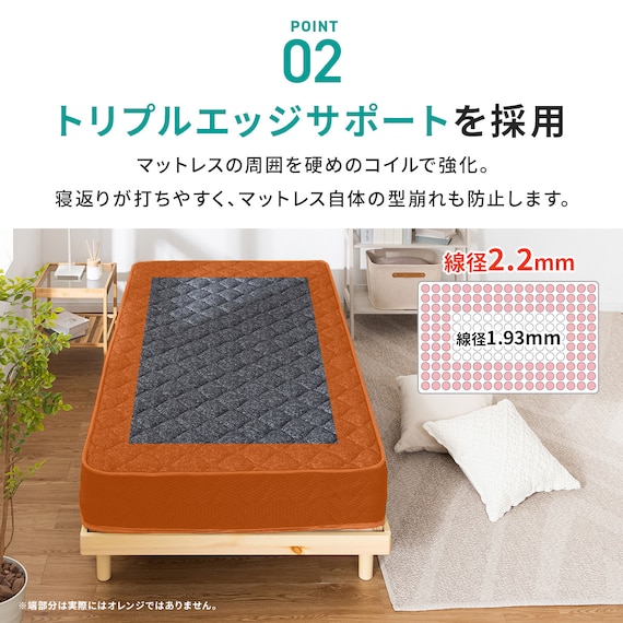 シングル マットレス付き脚付きすのこベッド (SRN2 ホワイト / NRRS) 18枚目画像