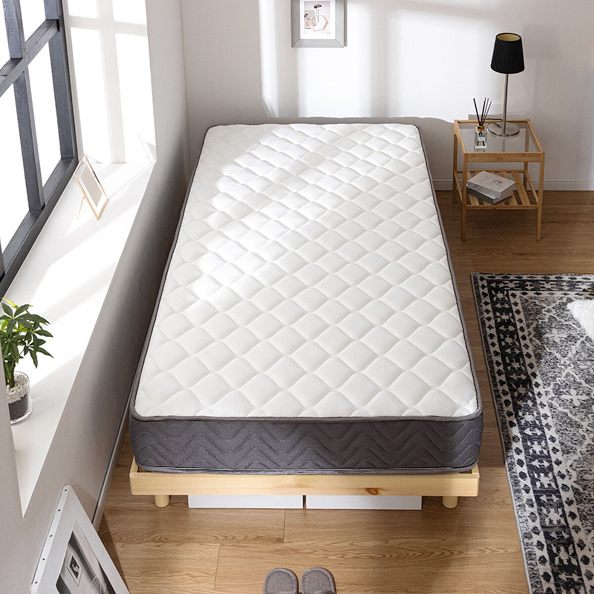 シングル マットレス付き脚付きすのこベッド (SRN2 ナチュラル / SLT01