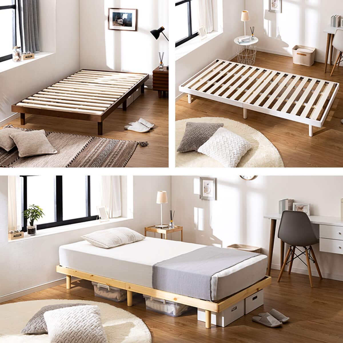 シングル マットレス付き脚付きすのこベッド (SRN2 ナチュラル / SLT01