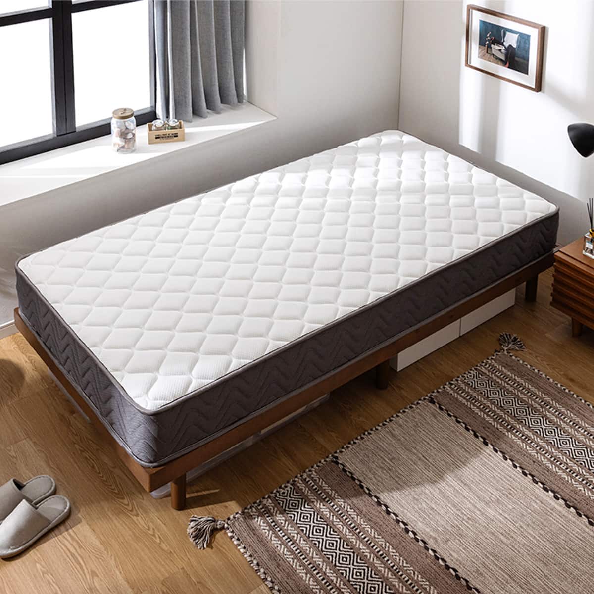 シングル マットレス付き脚付きすのこベッド (SRN2 ブラウン / SLT01