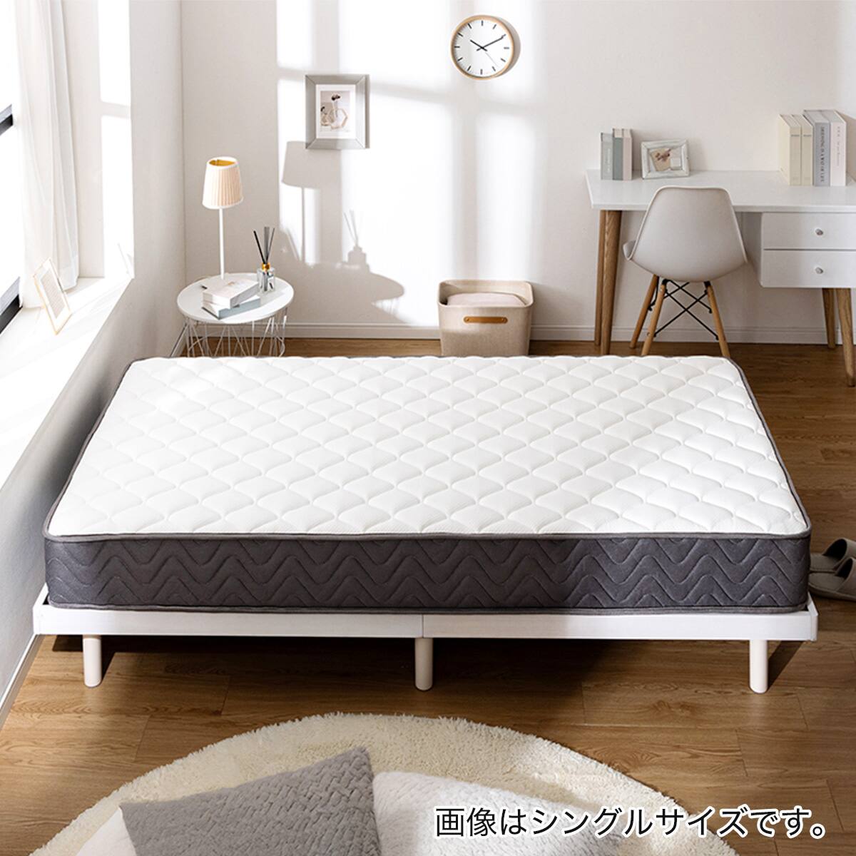 ダブル マットレス付き脚付きすのこベッド (SRN2 ホワイト / SLT01