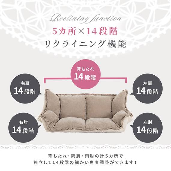 フリル座椅子(ムール 1P ライトグレー) 5枚目画像