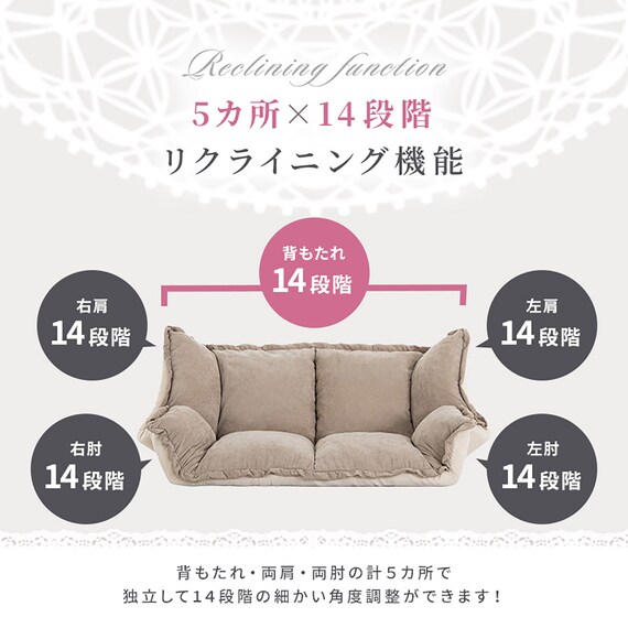 フリル座椅子(ムール 2P ピンク) 5枚目画像