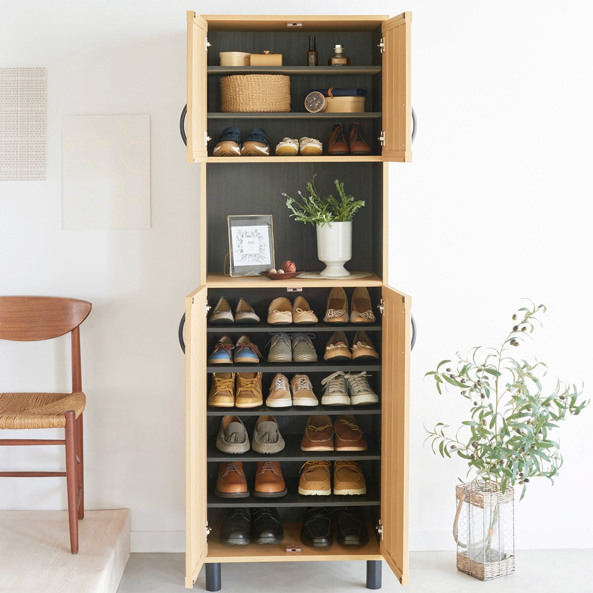 スリット入りシューズボックス スリッパラック付き (幅60cm GBP NA