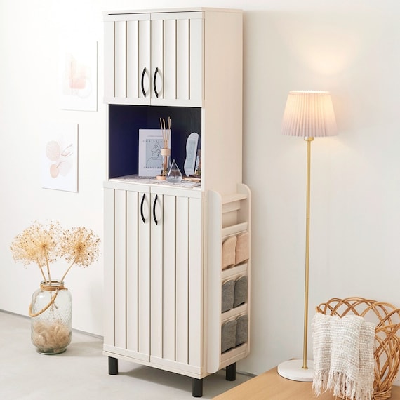 スリット入りシューズボックス スリッパラック付き (幅60cm GBP WH) 1枚目画像