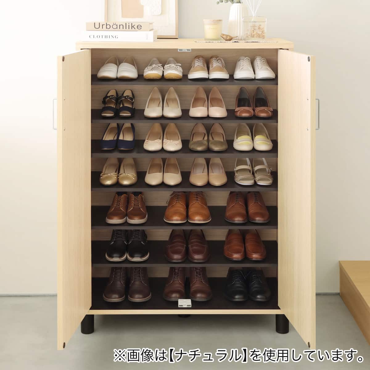 シンプルシューズボックス ハイタイプ (FUL 幅80cm ホワイトウォッシュ