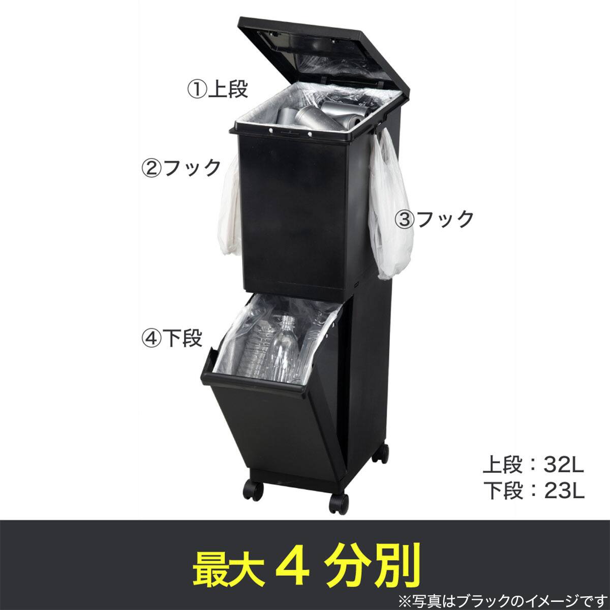 便利なプッシュフタ付き分別ペール 2段 55L(ホワイト) | ニトリネット