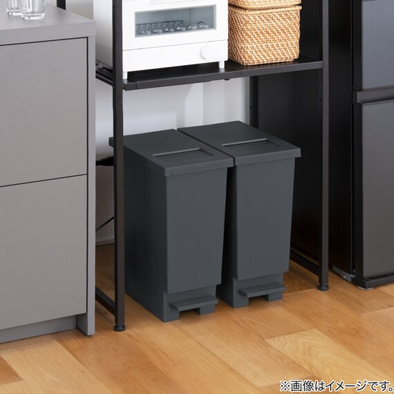 小窓付きスリムペダルペール 20(ブラック) 8枚目画像