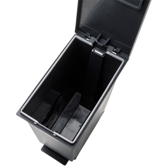 小窓付きスリムペダルペール 20(ブラック) 19枚目画像