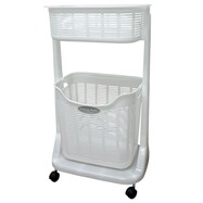バスケット付きランドリーワゴン(2段)