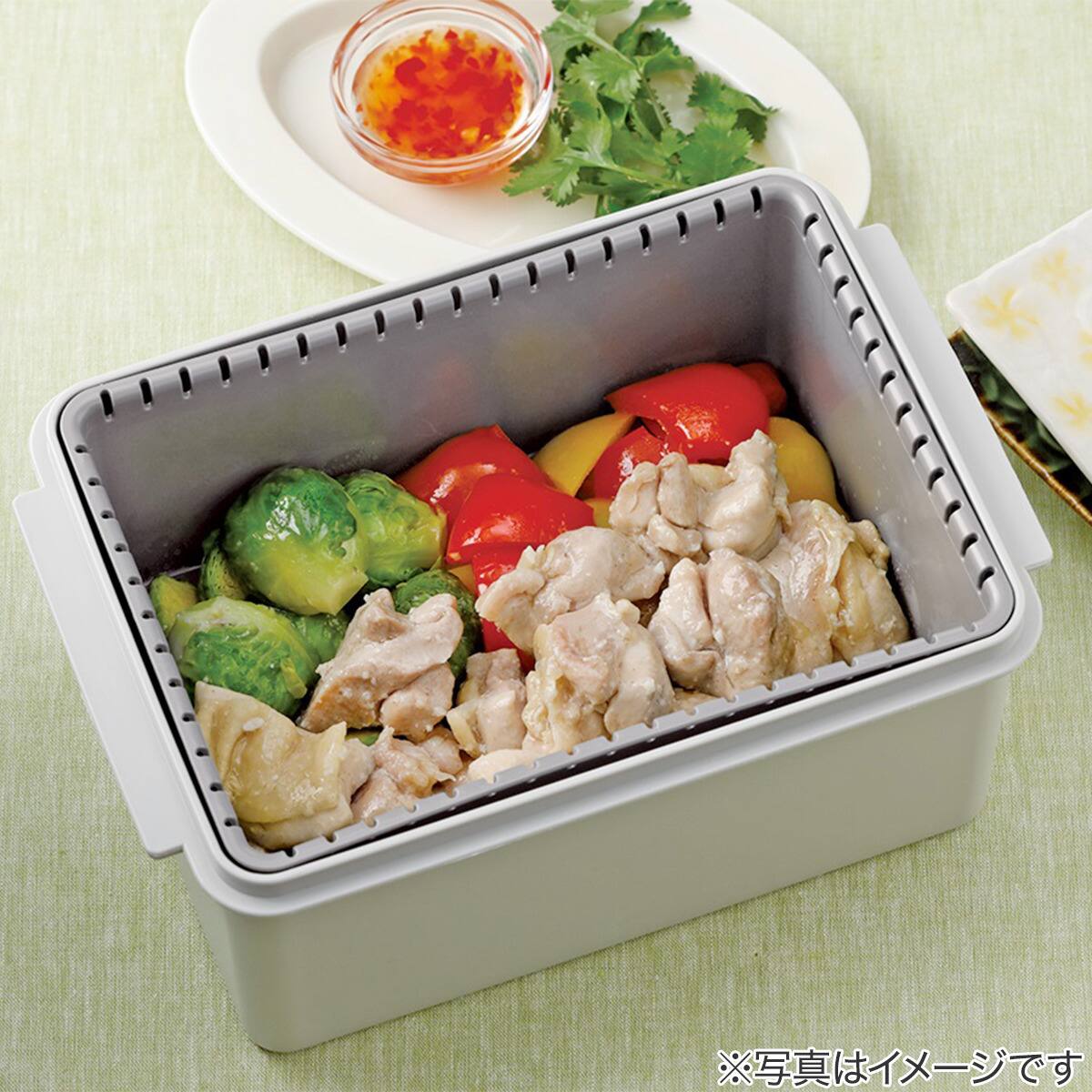電子レンジスチーム 調理保存容器 L (グレー) | ニトリネット【公式