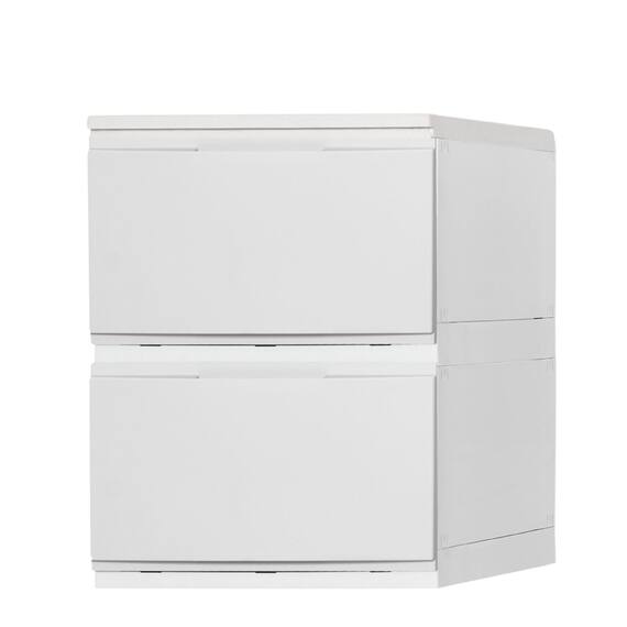 ほこりのはいりにくい組立簡単チェスト(2段 パールホワイト) 1枚目画像