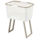 もっと腰楽ランドリーバスケット ワイド 収納式スタンド付き (アイボリー) 1枚目画像