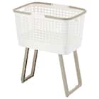 もっと腰楽ランドリーバスケット ワイド 収納式スタンド付き (アイボリー) 1枚目画像