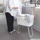 もっと腰楽ランドリーバスケット ワイド 収納式スタンド付き (アイボリー) 4枚目画像