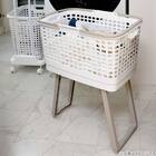 もっと腰楽ランドリーバスケット ワイド 収納式スタンド付き (アイボリー) 5枚目画像