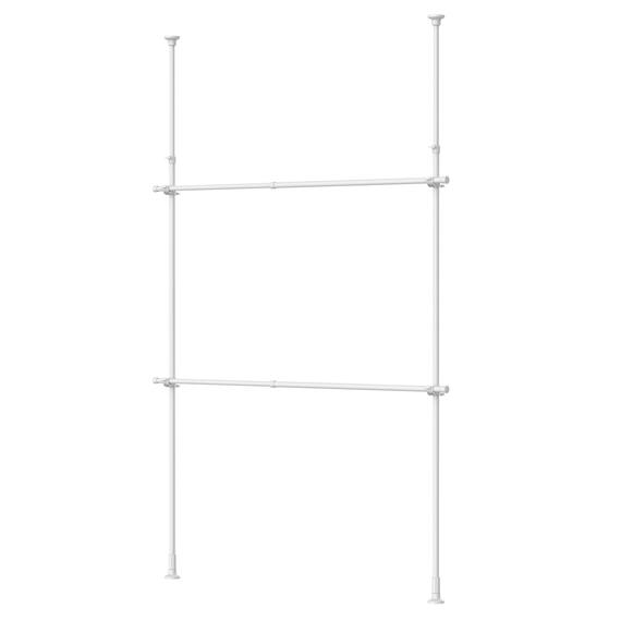 つっぱり 2段 ハンガーラック ワイド(ホワイト) 1枚目画像