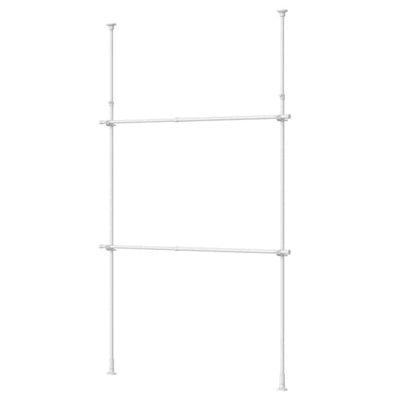 つっぱり 2段 ハンガーラック ワイド(ホワイト) 1枚目画像