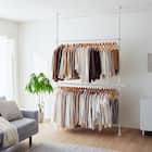 つっぱり 2段 ハンガーラック ワイド(ホワイト) 7枚目画像