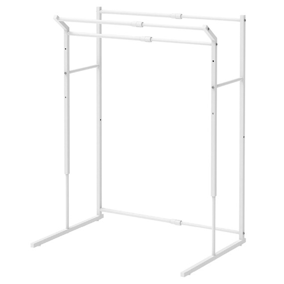 縦横伸縮 クローゼット ハンガーラック3連(ホワイト) 1枚目画像