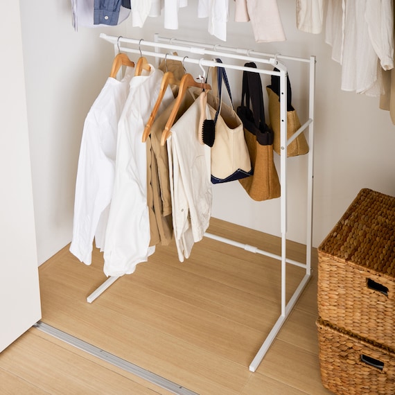 縦横伸縮 クローゼット ハンガーラック3連(ホワイト) 14枚目画像