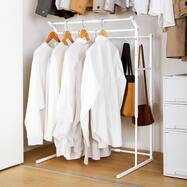 縦横伸縮クローゼットハンガーラック3連(ホワイト)