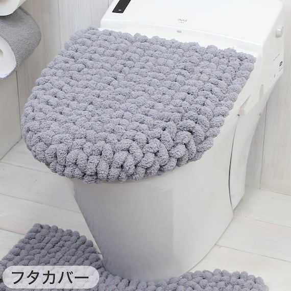【4点セット】超極細繊維 トイレマット+O・U型&洗浄・暖房型兼用トイレフタカバー+トイレスリッパ+ペーパーホルダーカバー(MOU GY) 9枚目画像