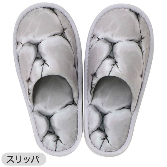 【3点セット】大理石調 トイレマット+O･U型＆洗浄･暖房型兼用トイレフタカバー+トイレスリッパ(マーブル WH) 10枚目画像