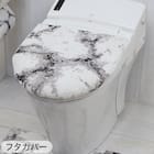 【2点セット】大理石調 トイレマット+O・U型&洗浄・暖房型兼用トイレフタカバー(マーブル WH) 6枚目画像